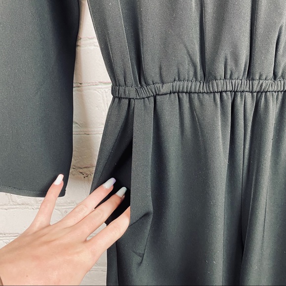 H&M Long Sleeve Black Pant V-Neck Jumpsuit 2 - Picture 5 of 10